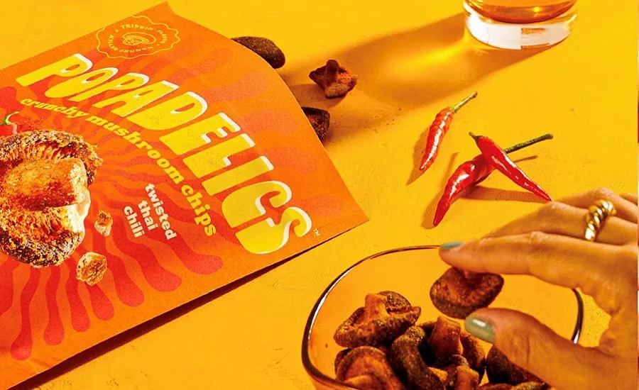 Popadelics crunchy mushroom chips showcase shiitakes