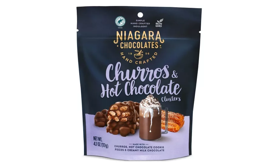 Churros hot chocolate clusters by Niagara Chocolate