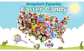Candystore.com creates maps highlighting Most Popular Easter Candy, Worst Easter Candy, and Most Popular Jelly Beans