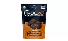 Chocxo launches Dark Milk Chocolate Toffee, Almond, & Sea Salt Snaps at Sweets & Snacks Expo