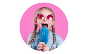 Girl eating sour tongue slime