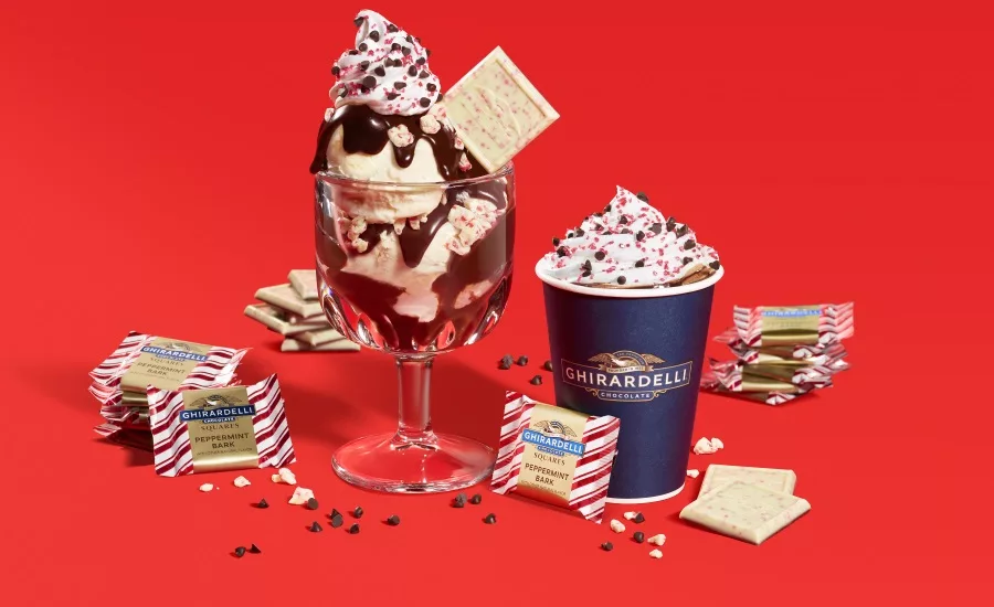Ghirardelli debuts Peppermint Bark Hot Fudge Sundae