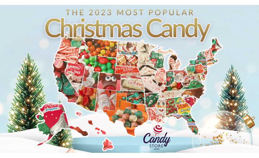 Candystore.com updates map highlighting most popular Christmas candy by state