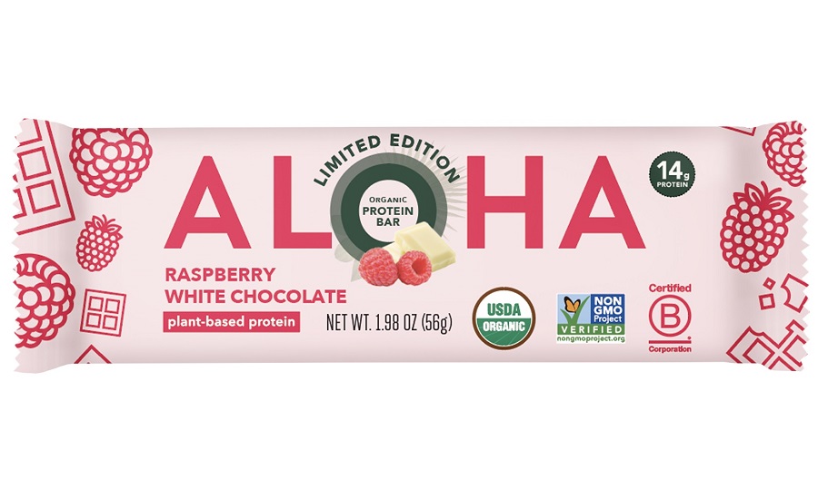 Aloha introduces limited-time Raspberry White Chocolate plant-based bars