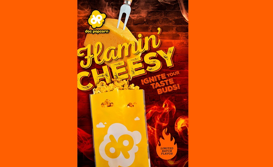 Doc Popcorn turns up the heat with spicy limited-time Flamin’ Cheesy flavor