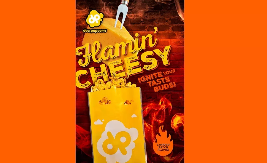 Doc Popcorn turns up the heat with spicy limited-time Flamin’ Cheesy flavor