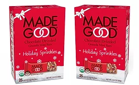 MadeGood debuts Holiday Sprinkles Drizzled Granola Mini Bars