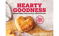 Hardee's brings back heart-shaped biscuits for Valentine's Day Hardee's brings back heart-shaped biscuits for Valentine's Day