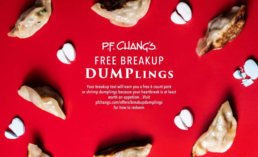 PF Changs breakup dumplings Valentine's Day promotion