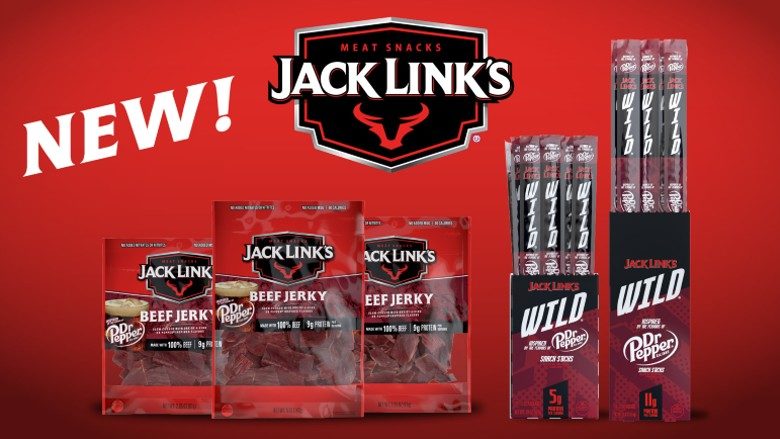 Jack Link’s WILD Dr Pepper-inspired flavored meat stick and Jack Link’s Dr Pepper-inspired flavored beef jerky