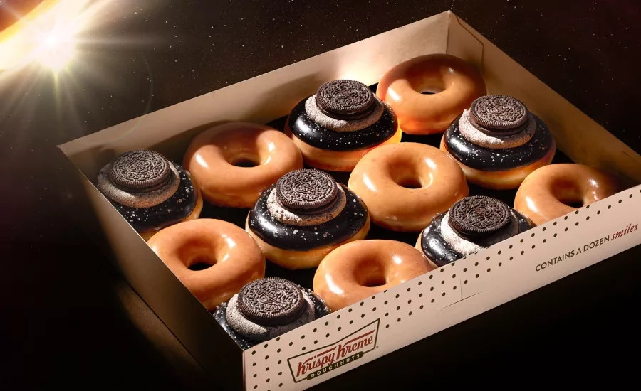 Krispy Kreme launches Total Solar Eclipse Doughnut featuring Oreo Cookie and Pieces
