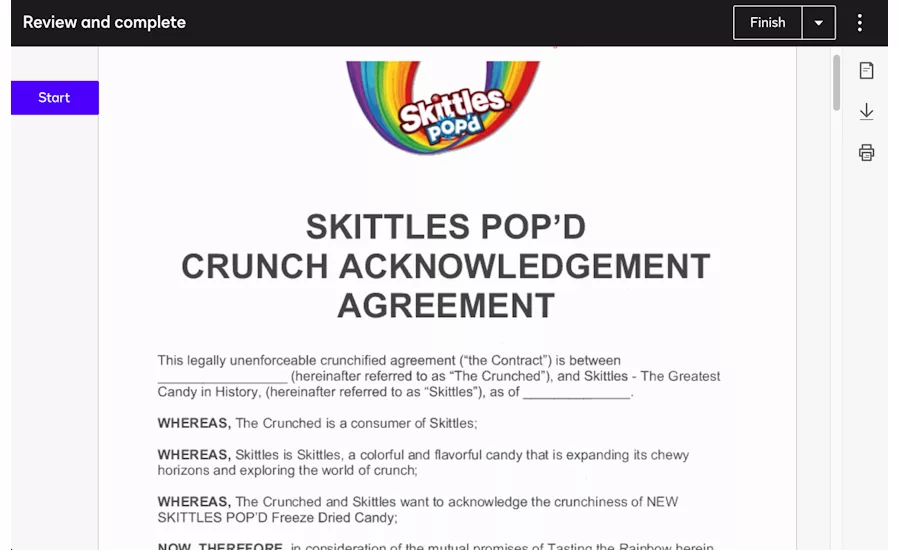 Skittles Pop'd legal document