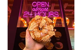 Voodoo Doughnut chicken and waffles