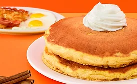 Stack of pumpkin pancakes as part of a balanced breakfast