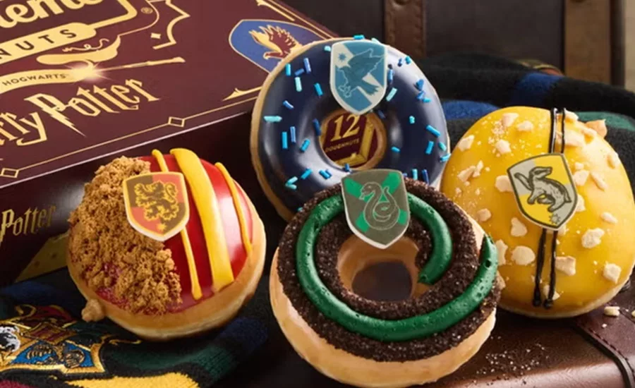 Four Harry Potter decorated Krispy Kreme doughnuts