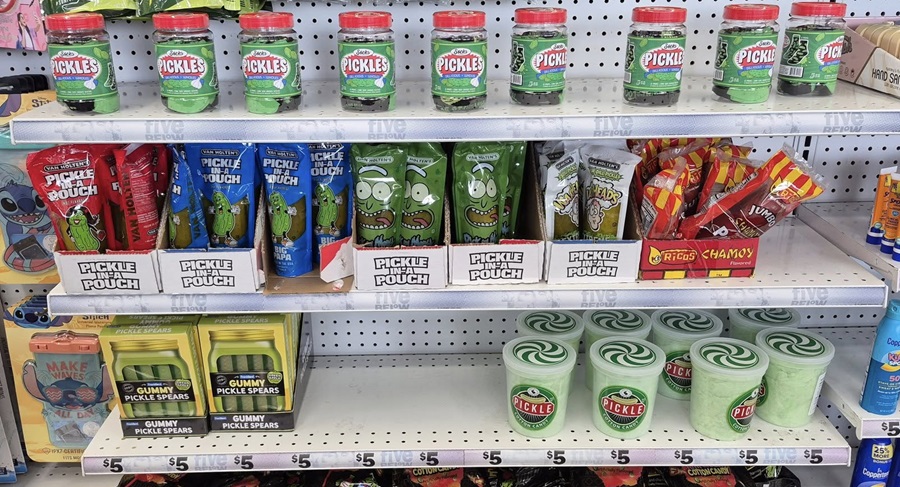 Special section at Five Below of pickle products