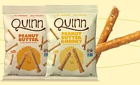 Packages of Quinn Filled Pretzel sticks in two flavors