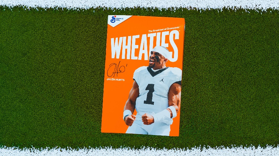 NFL player Jalen Hurts on Wheaties box