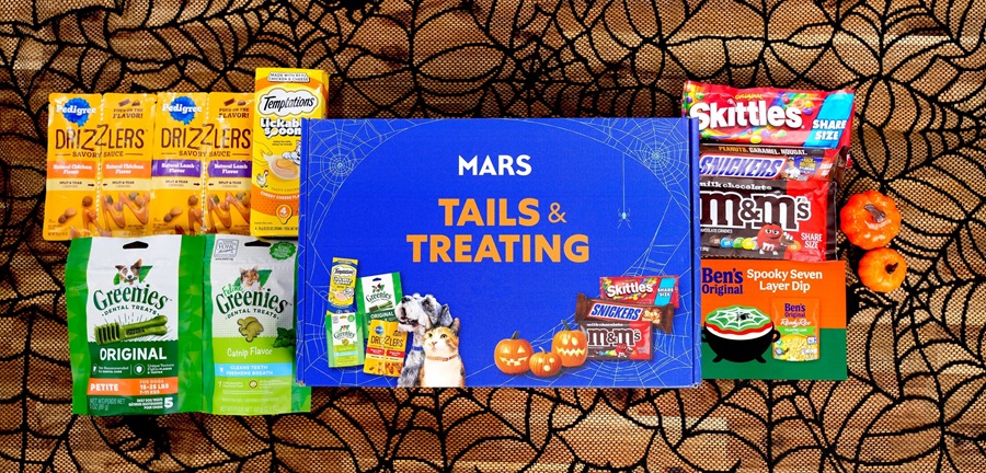 Assorted candy and treats for dogs and humans