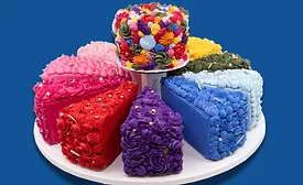 rise baking co. colorfully iced cake slices