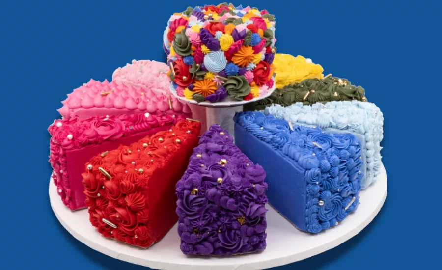 rise baking co. colorfully iced cake slices