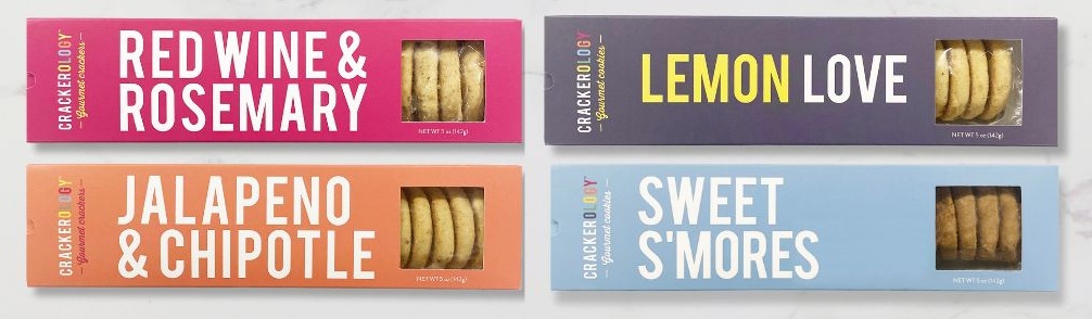 Four cartons of Crackerology snacks