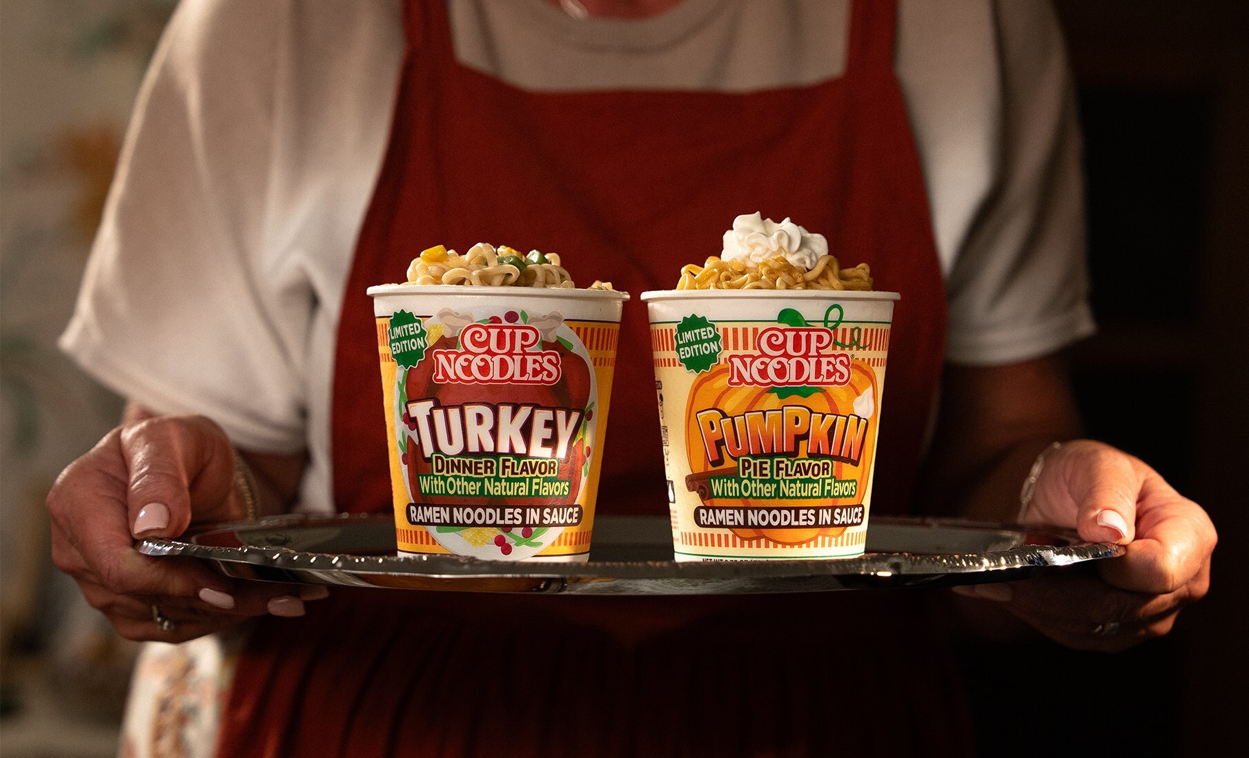 Pumpkin Pie and Turkey Dinner ramen cups