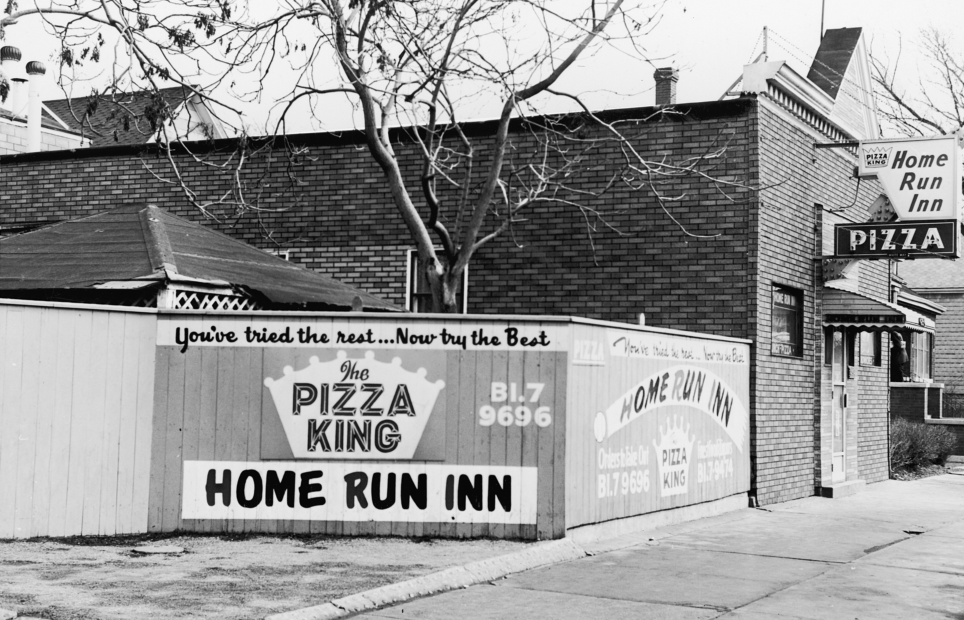 Historical picture of pizza place exterior