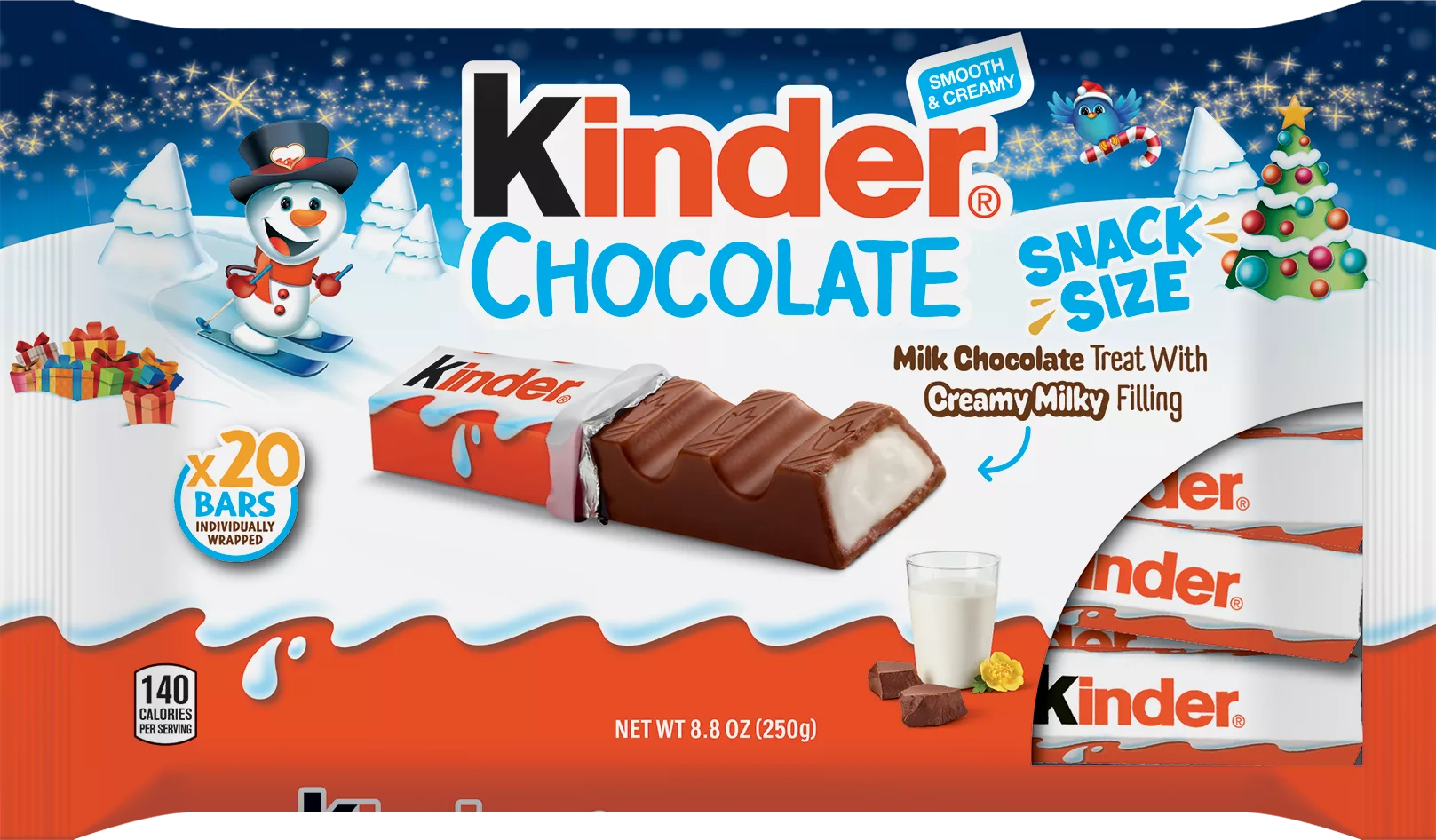 kinder chocolate seasonal lay down bags
