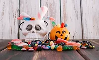 tick or treat buckets filled with candy