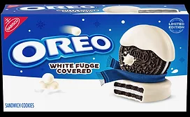 Carton of Oreo White Fudge Covered cookies