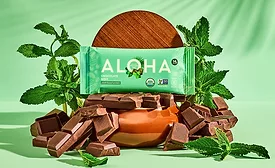 Chocolate Mint Aloha bar on green background