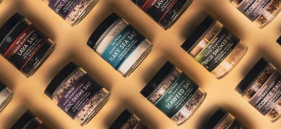 Assorted jars of Saltverk Icelandic salts