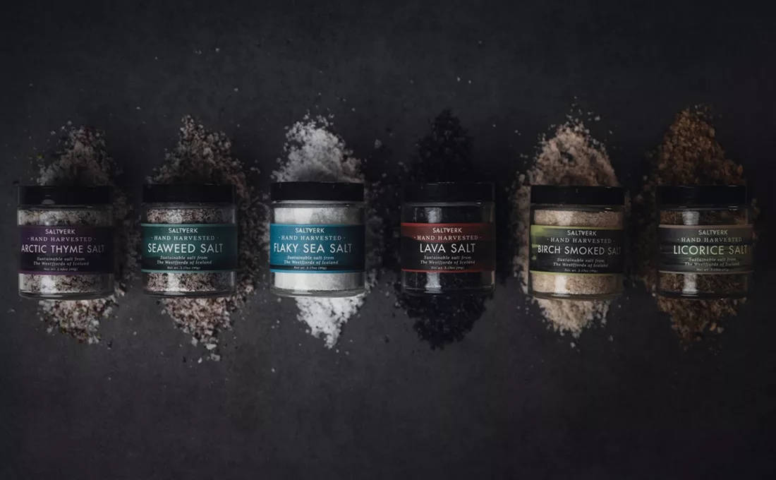 Assorted jars of Saltverk Icelandic salts