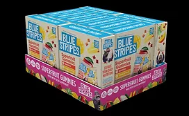 Pallet full of colorful fruit snacks boxes
