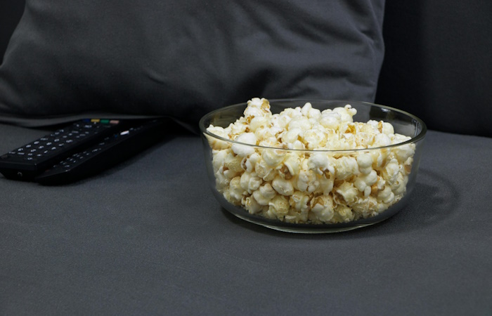 popcorn and TV remote