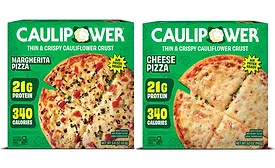 Green cartons of Caulipower frozen pizzas