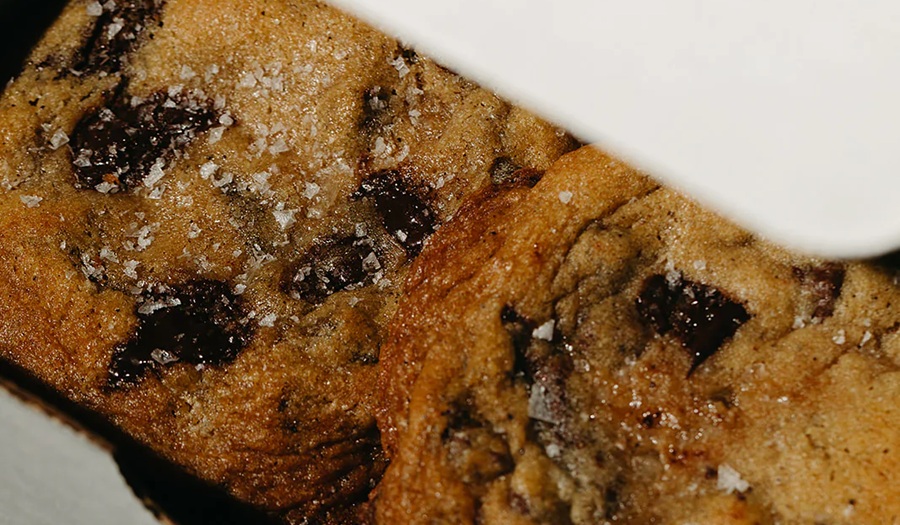 Closeup of chocolate chip cookies