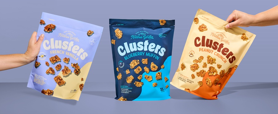 Three pouches of Clusters fruit granolas