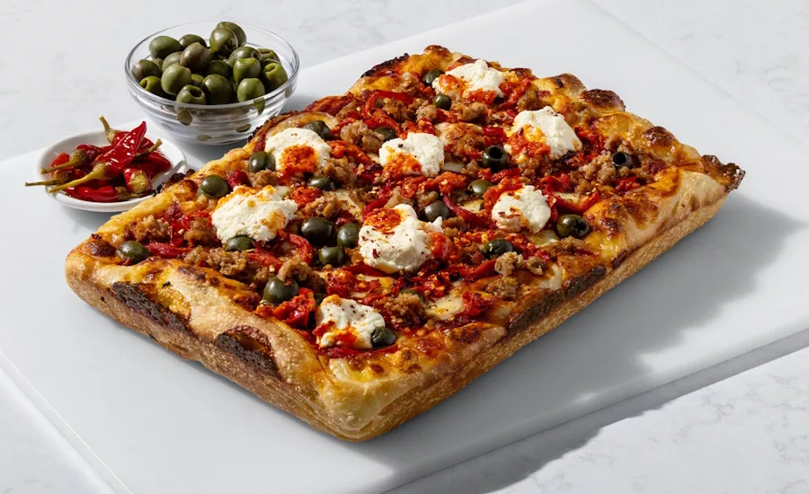Calabrian chili deep dish pizza