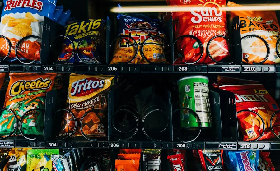 snack packages in vending machine generic