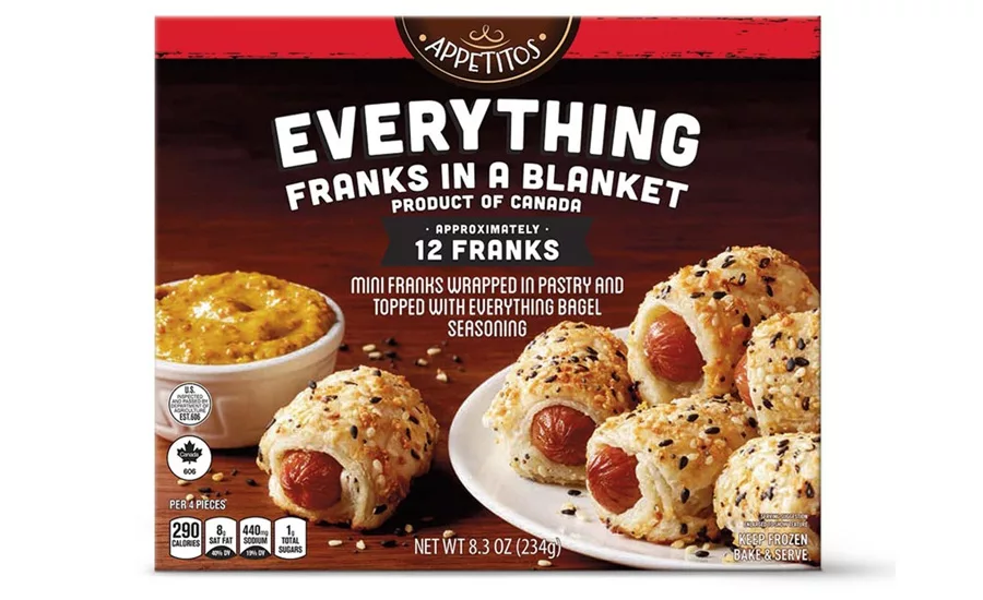 carton of frozen Aldi hot dog appetizers