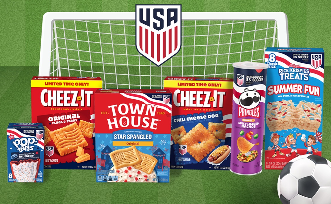 Containers of U.S. Soccer x Kellanova snacks