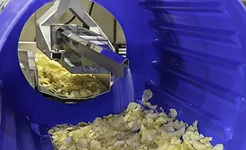 Internal view from drum in integrated potato chip processing line
