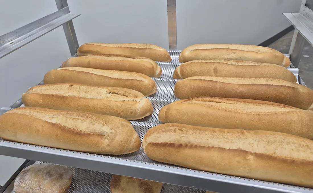 Mini baguettes loaded onto speed rack tray