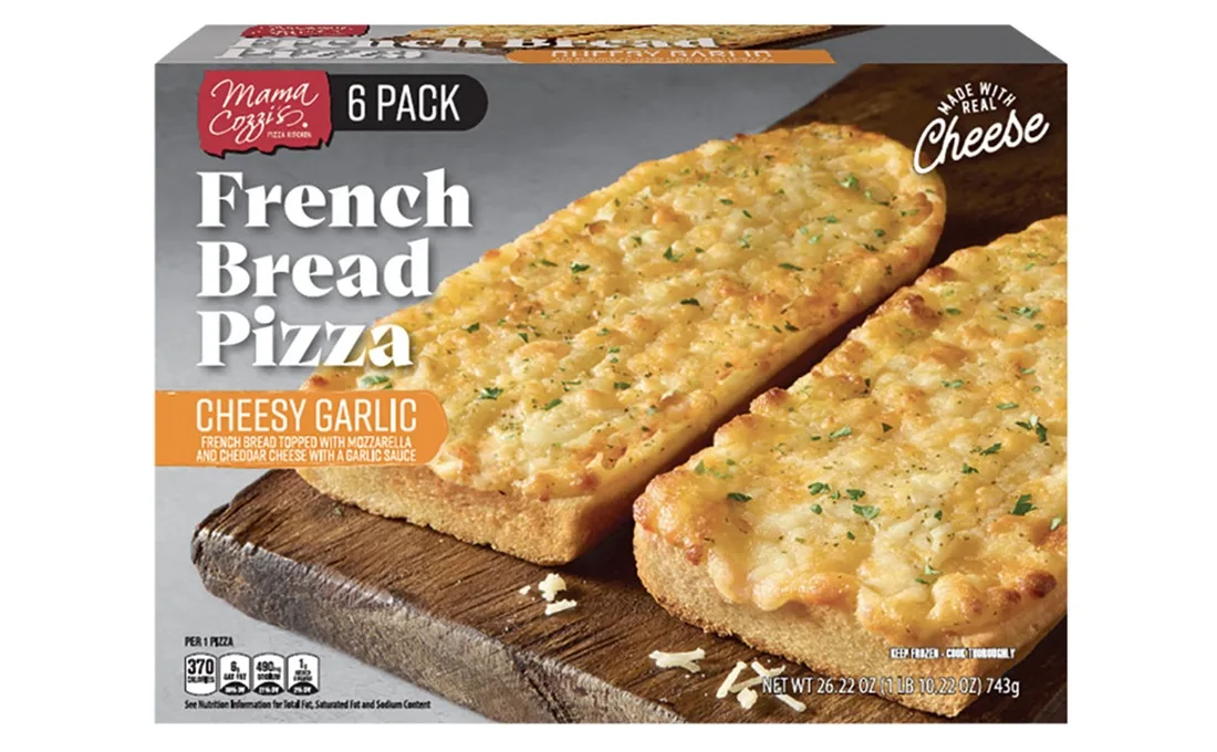 Carton of Aldi garlic bread pizza