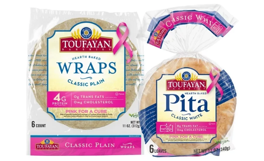 Toufayan Bakeries packaging honors Breast Cancer Awareness Month