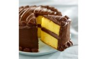 Yellow layer cake with chocolate frosting