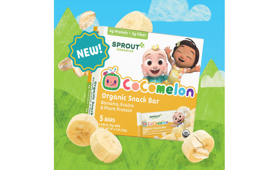 Sprout Organics debuts lineup of CoComelon co-branded organic snack bars