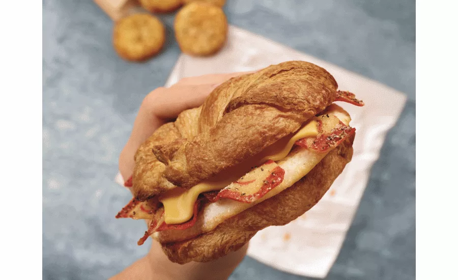 Dunkin Donuts sweet black pepper bacon breakfast sandwich
